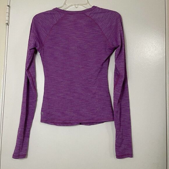 LULULEMON interval long sleeve vneck shirt heathered ultraviolet purple size 4 - Picture 3 of 4